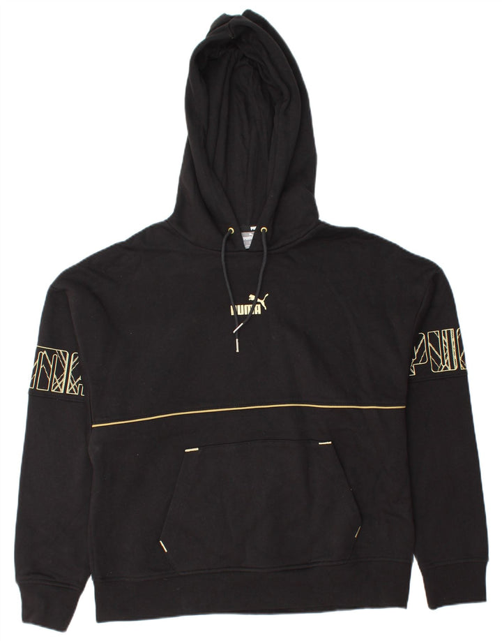 PUMA Damen Graphic Hoodie Pullover UK 14 Mittelschwarze Baumwolle