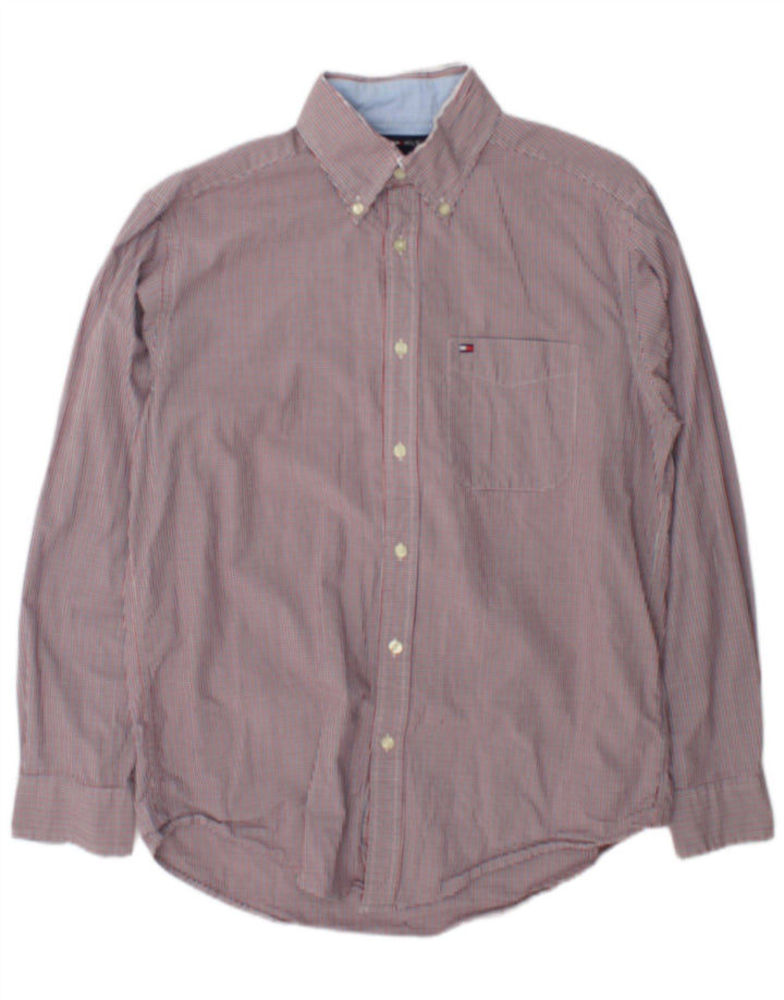Tommy Hilfiger Herrenhemd, kleine rote Gingham-Baumwolle