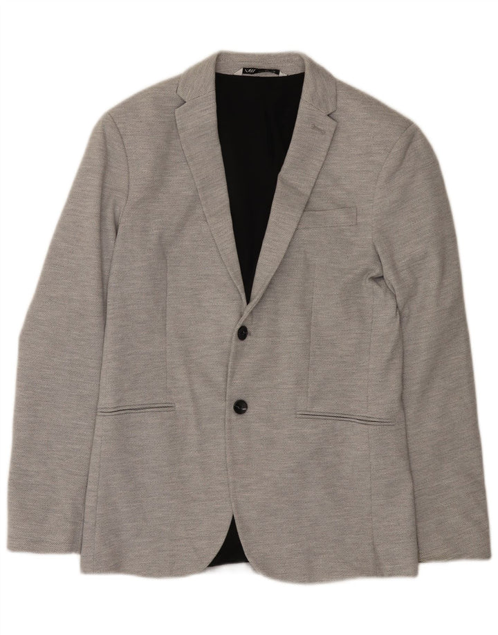 Zara Herren 2-Knopf-Blazerjacke UK 38 Mittelgrau