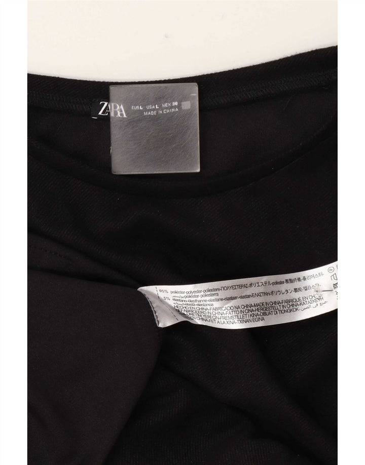 Zara Damen T-Shirt-Kleid UK 16 Large Schwarz Polyester