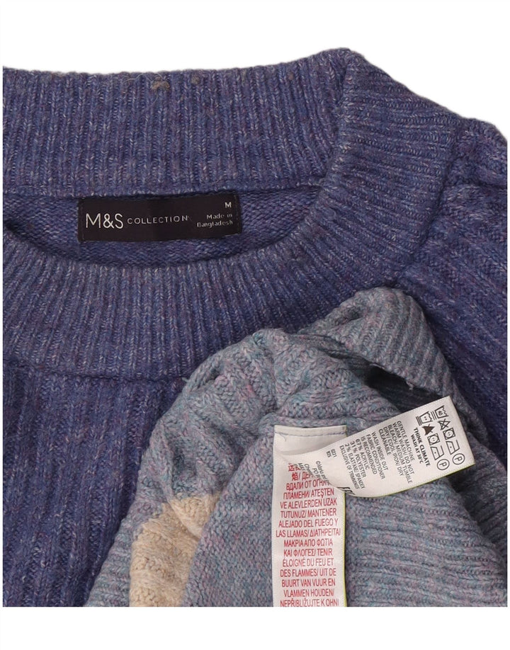 Marks & Spencer Damen Pullover mit Rundhalsausschnitt, UK 14, Mittelblau gestreift