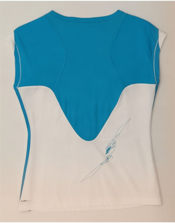Adidas Damen Climacool T-Shirt Top UK 18 XL Weiß Colourblock Polyester