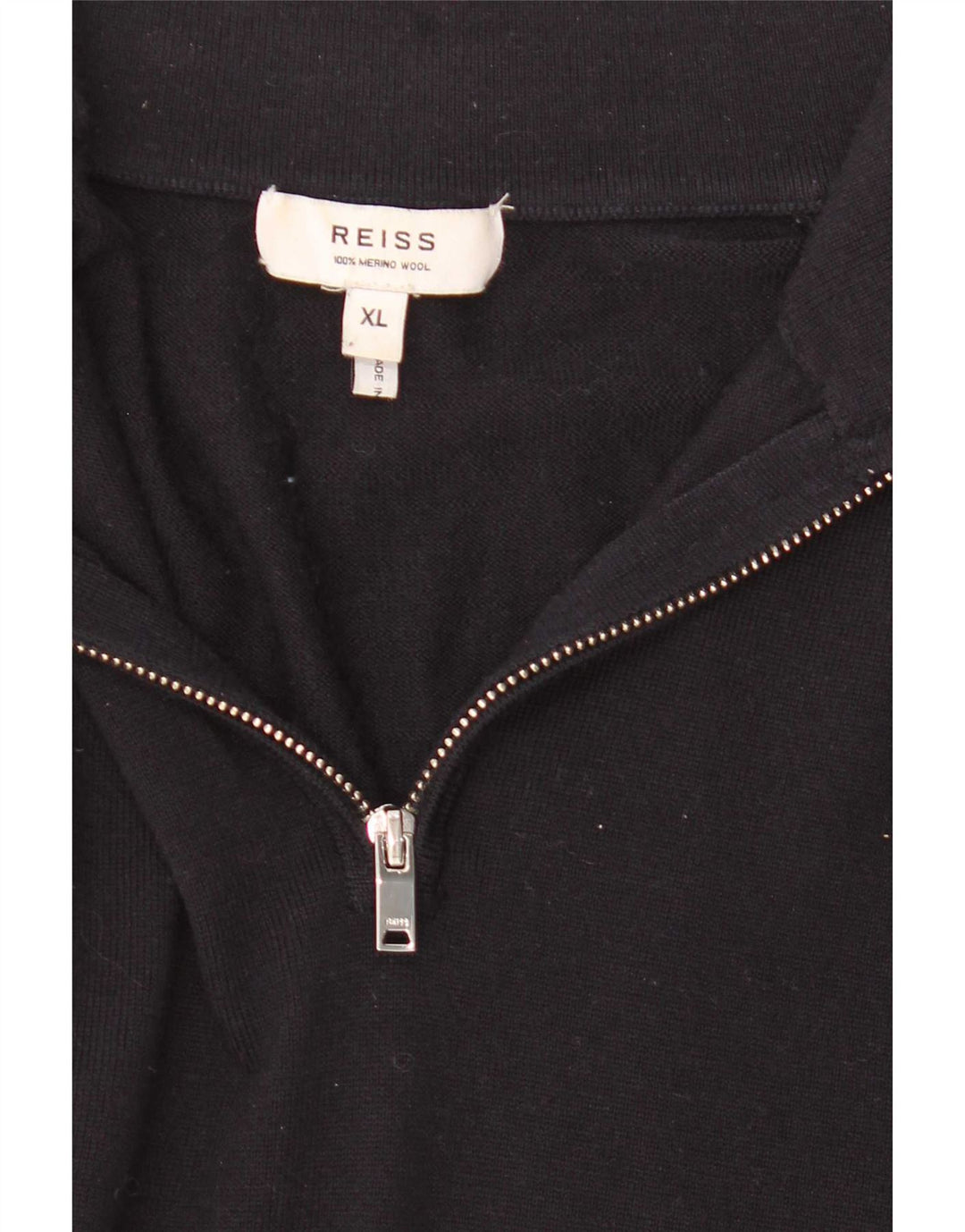 Reiss Herren-Pullover mit Reißverschluss, XL, schwarze Wolle