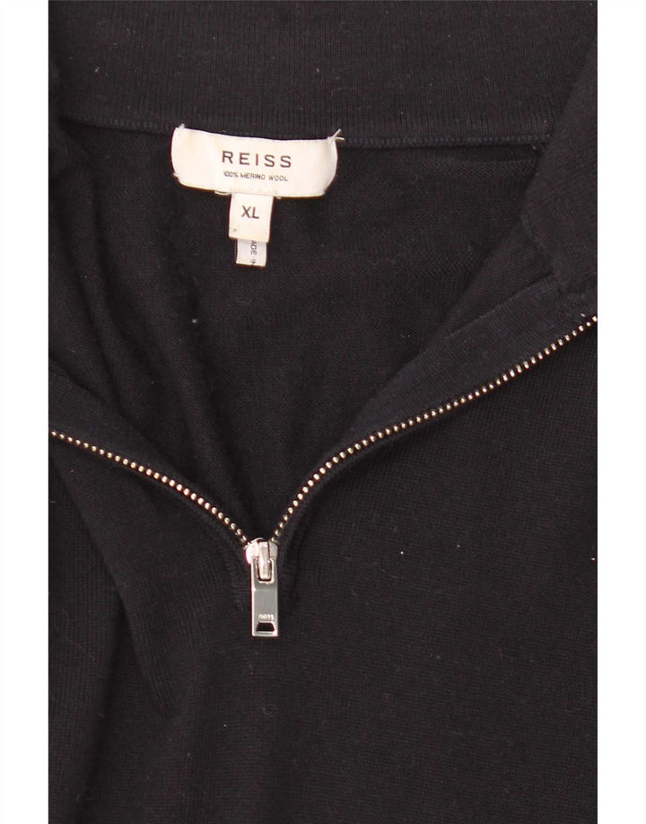 Reiss Herren-Pullover mit Reißverschluss, XL, schwarze Wolle