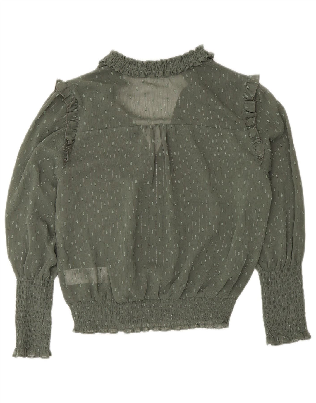 Oasis Langarm-Blusenoberteil für Damen, Größe S, Khaki, gepunktet, Polyester