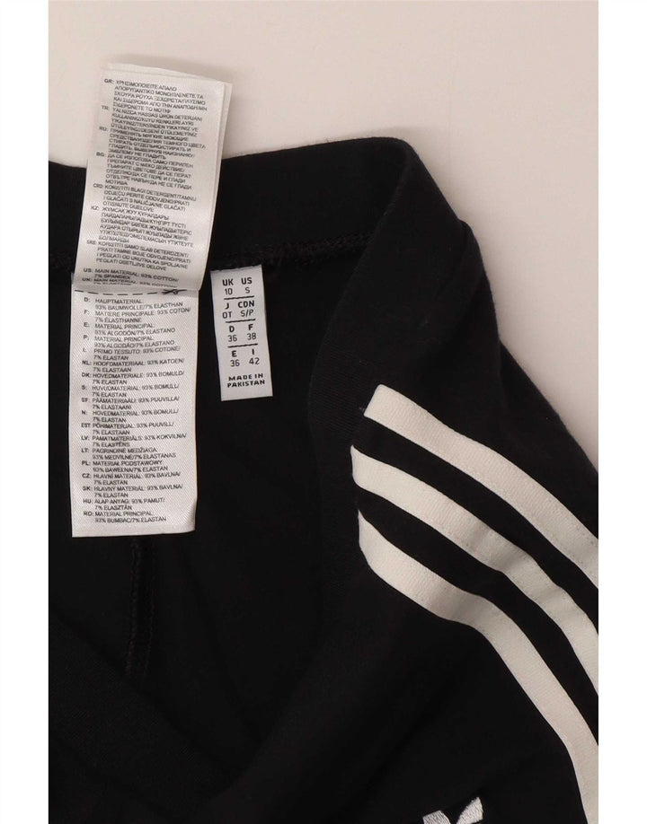 Adidas Damen Leggings UK 10 Small Schwarz Baumwolle