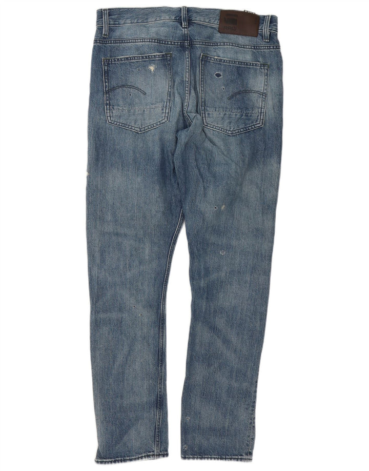 G-Star Herren Distressed Straight Jeans W32 L32 Blaue Baumwolle