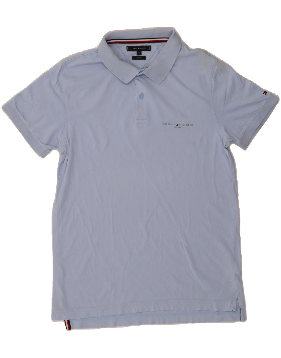 TOMMY HILFIGER Mens Polo Shirt Medium Blue Cotton Vintage Tommy Hilfiger and Second-Hand Tommy Hilfiger from Messina Hembry 