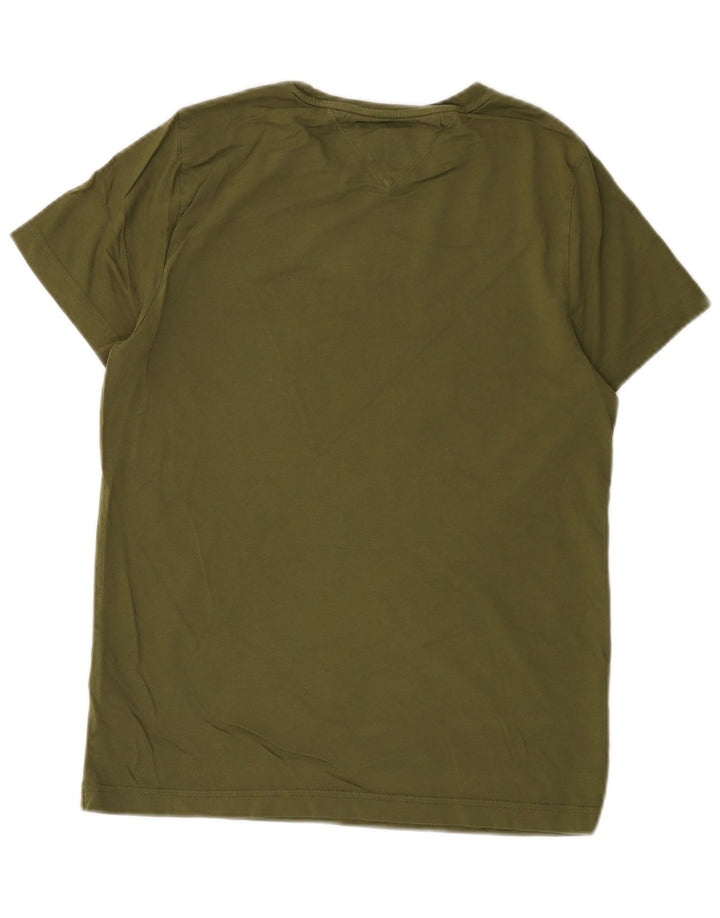 TOMMY HILFIGER Herren Grafik T-Shirt Top Small Khaki Baumwolle