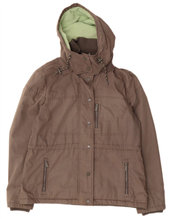 Fat Face Damen-Windbreaker-Jacke mit Kapuze, UK 16, Größe L, Grau, Baumwolle