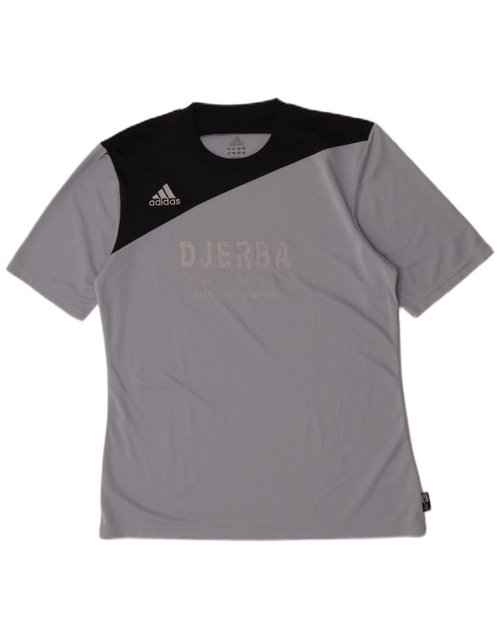 Adidas Herren Climalite Graphic T-Shirt Top Mittelgraues Colourblock-Polyester