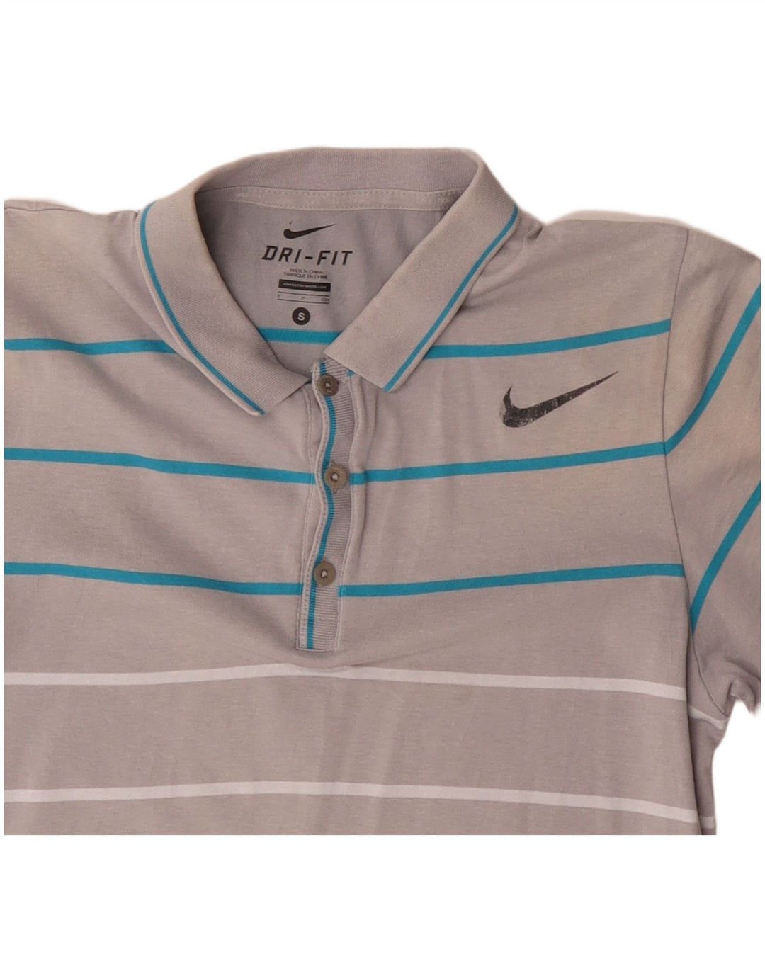 Nike Herren Dri Fit Poloshirt, klein, grau gestreift, Baumwolle