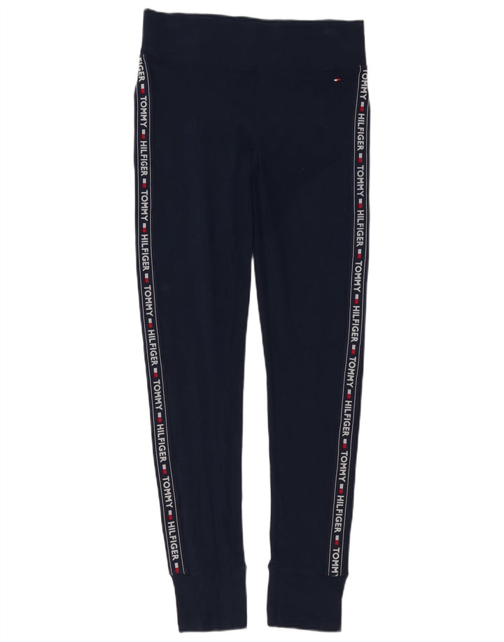 Tommy Hilfiger Womens Graphic Leggings UK 12 Medium Marineblau Baumwolle