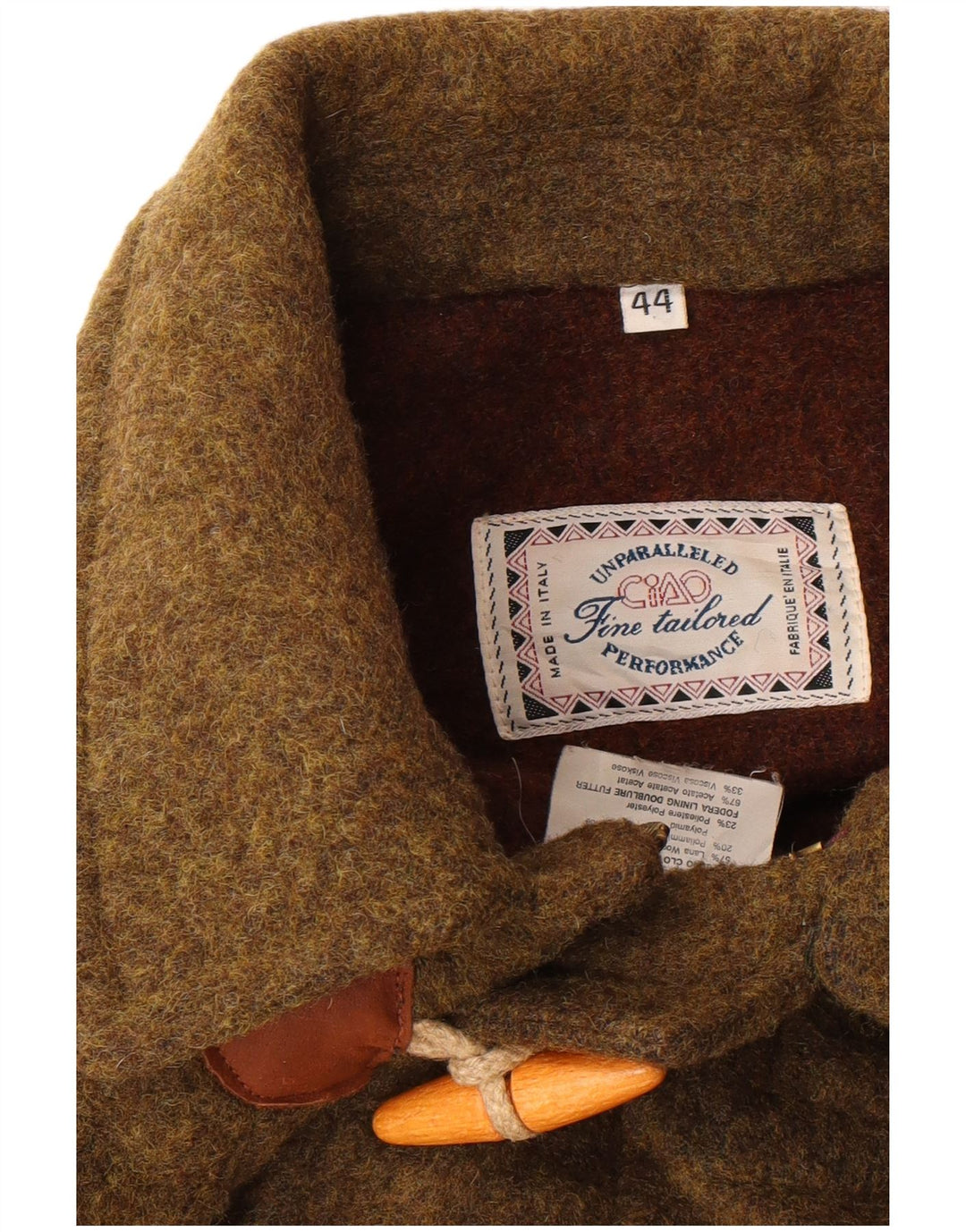 Ciao übergroßer Damen-Dufflecoat mit Kapuze IT 44, mittlere Khaki-Wolle