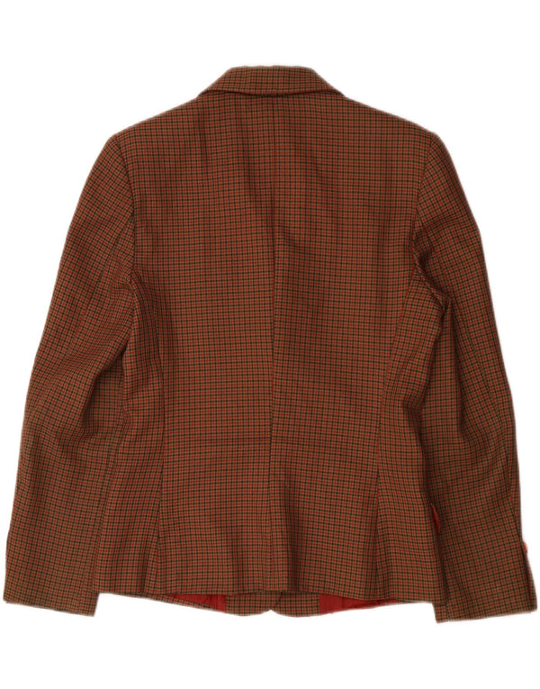 L'Equipe Damen-Blazerjacke mit 3 Knöpfen, UK 14, Mittelbraun mit Hahnentrittmuster