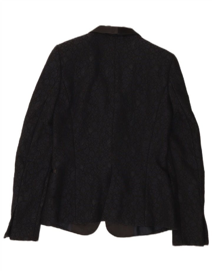 Zara Damen-Blazer mit 1 Knopf, Gr. 10, Größe S, Schwarz, Blumenmuster