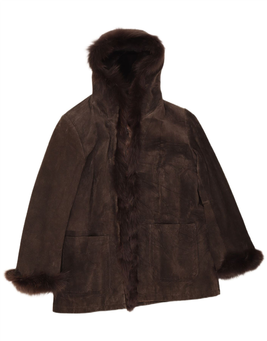 Private Damen Wildlederjacke mit Kapuze IT 48 XL Braun