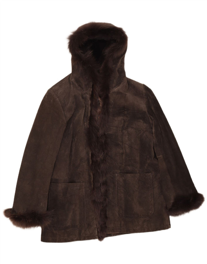 Private Damen Wildlederjacke mit Kapuze IT 48 XL Braun