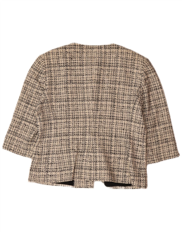 Jaeger Damen-Blazerjacke mit 4 Knöpfen und 3/4-Ärmeln, UK 16, groß, beige kariert