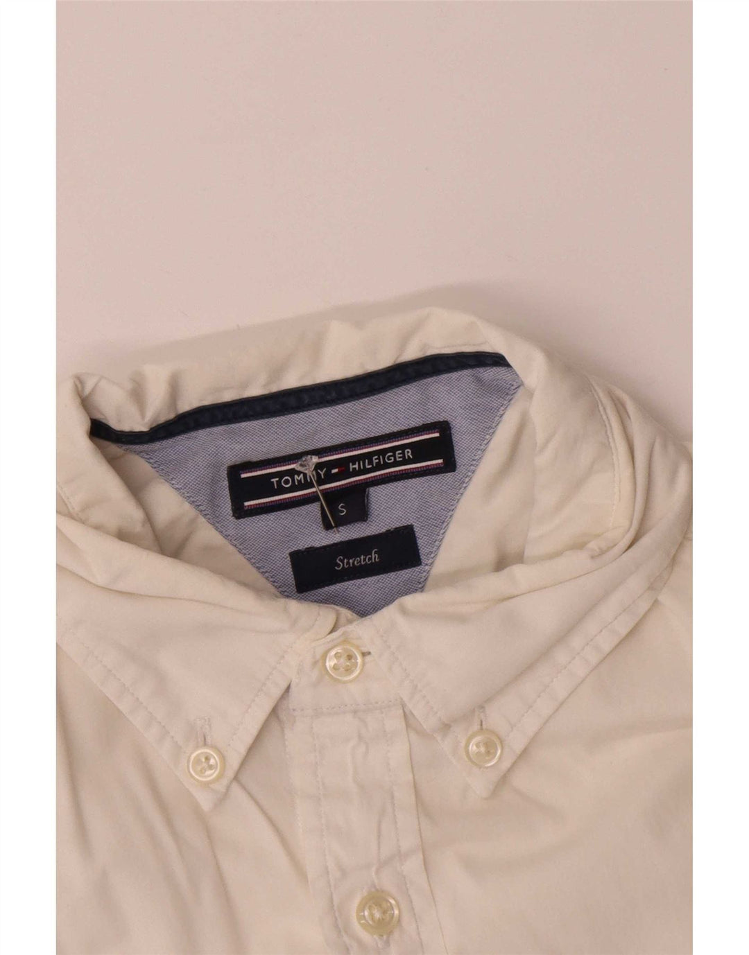 Tommy Hilfiger Herren-Stretch-Kurzarmhemd, klein, weiße Baumwolle