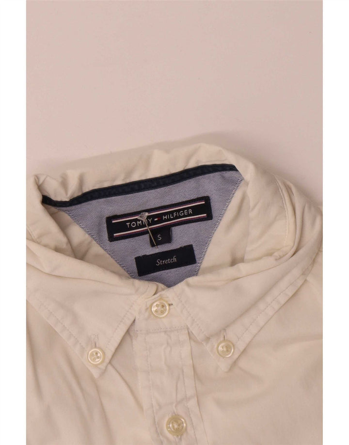 Tommy Hilfiger Herren-Stretch-Kurzarmhemd, klein, weiße Baumwolle