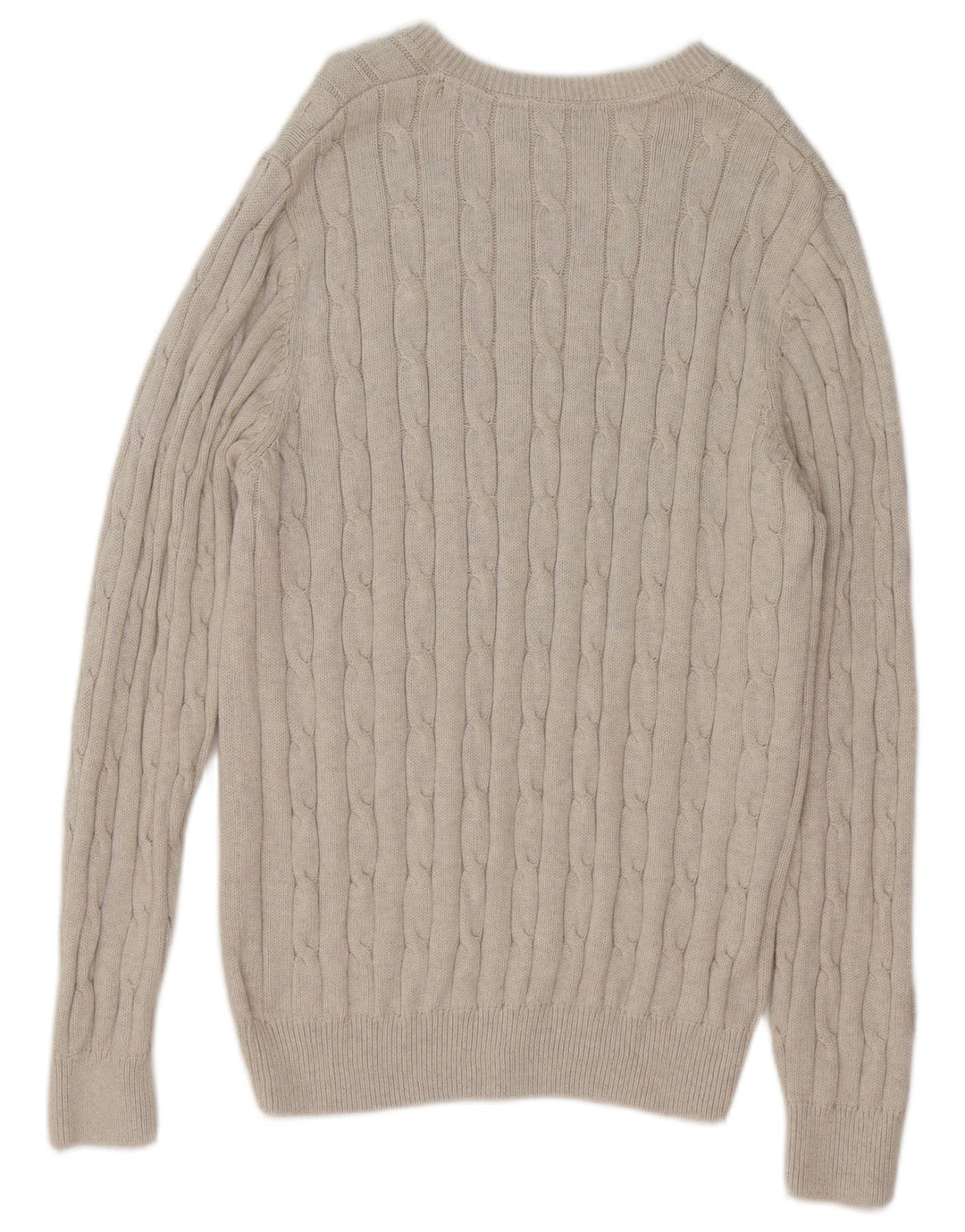 Marks & Spencer Herren-Pullover, reguläre Passform, V-Ausschnitt, groß, beige Baumwolle