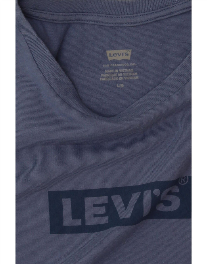 LEVI'S Womens Graphic T-Shirt Top UK 16 Large Blue Vintage Levi's and Second-Hand Levi's from Messina Hembry 