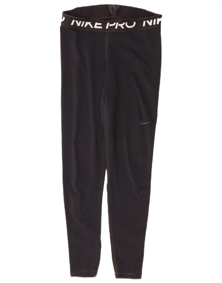 Nike Damen Dri Fit Graphic Leggings UK 12 Medium Schwarz Polyester Sport