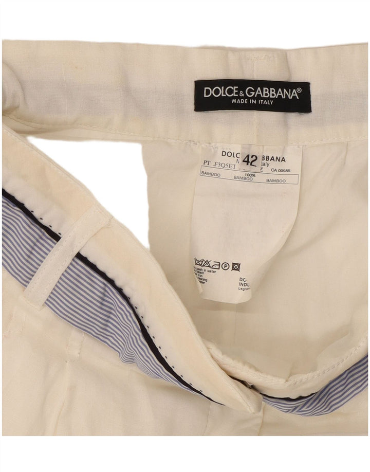 Dolce & Gabbana Damen Caprihose mit Pegged, IT 42, M, B30, L21, Weiß