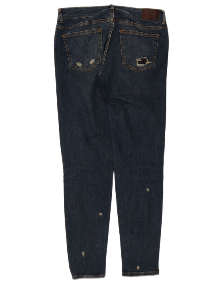 Zara Damen Distressed Skinny Jeans EU 40 Medium W30 L27 Blau