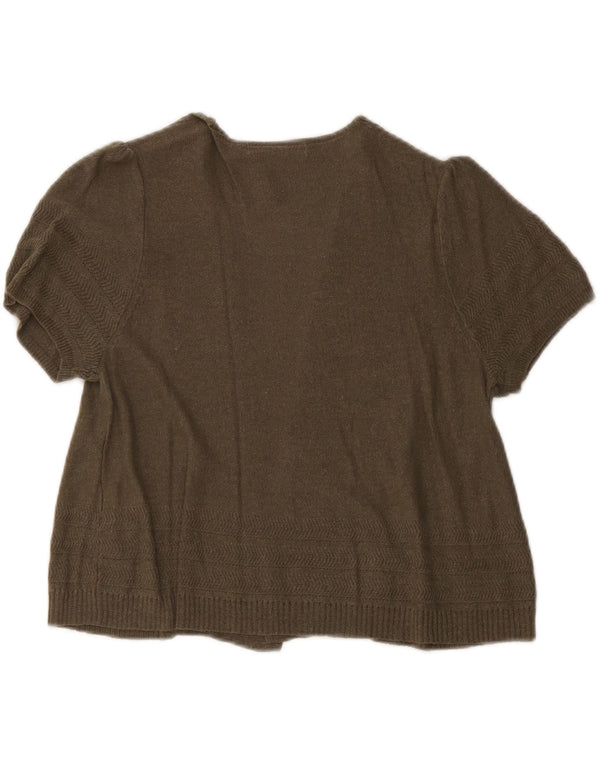 Marks & Spencer Damen-Cardigan mit kurzen Ärmeln, Gr. 14, mittleres Khaki