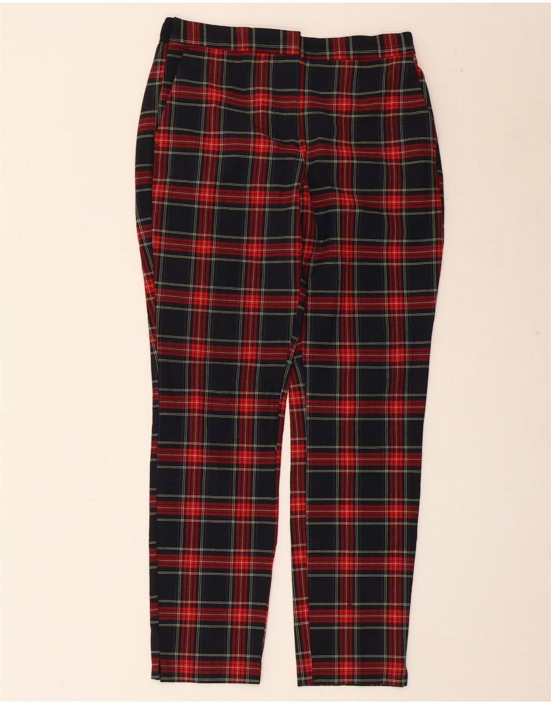 Gerade Chino-Hose für Damen von ZARA, mittelgroß, W28, L27, schwarz kariertes Polyester