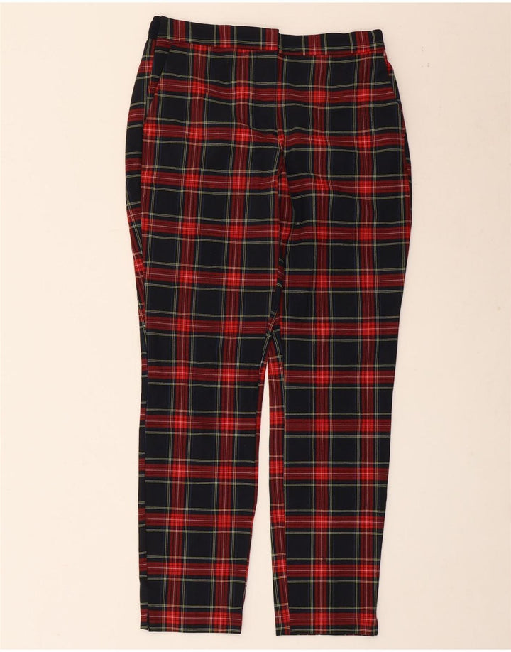 Gerade Chino-Hose für Damen von ZARA, mittelgroß, W28, L27, schwarz kariertes Polyester
