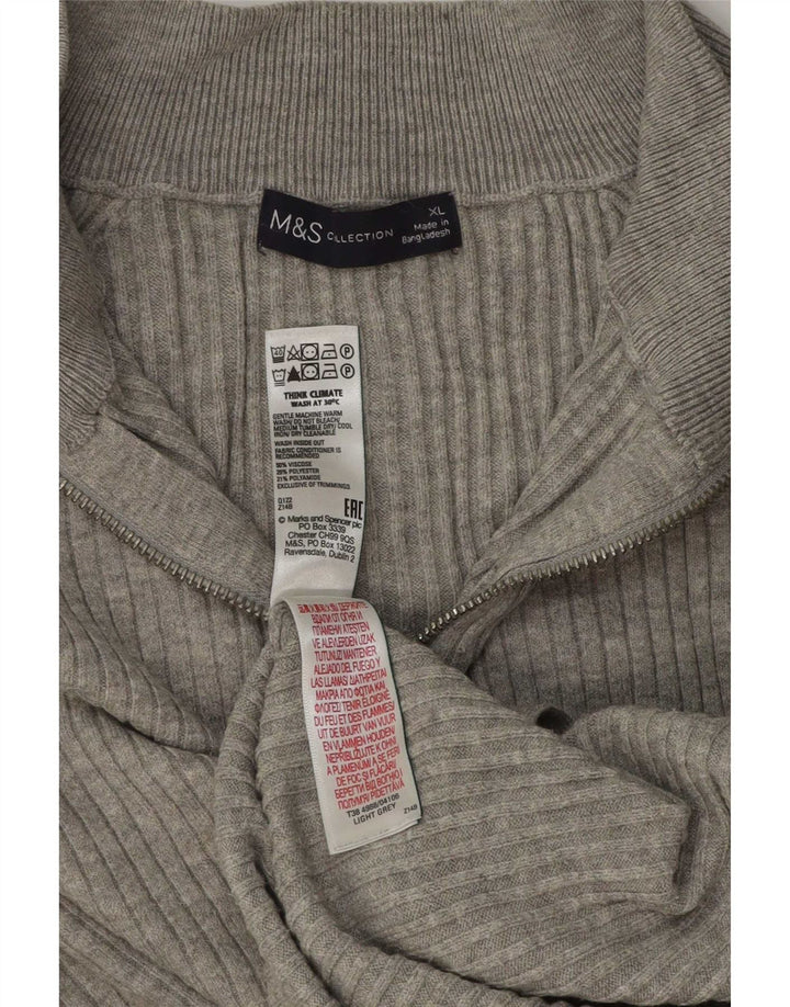 Marks & Spencer Damen-Pullover, übergroß, mit Reißverschluss, UK 18, XL, Grau