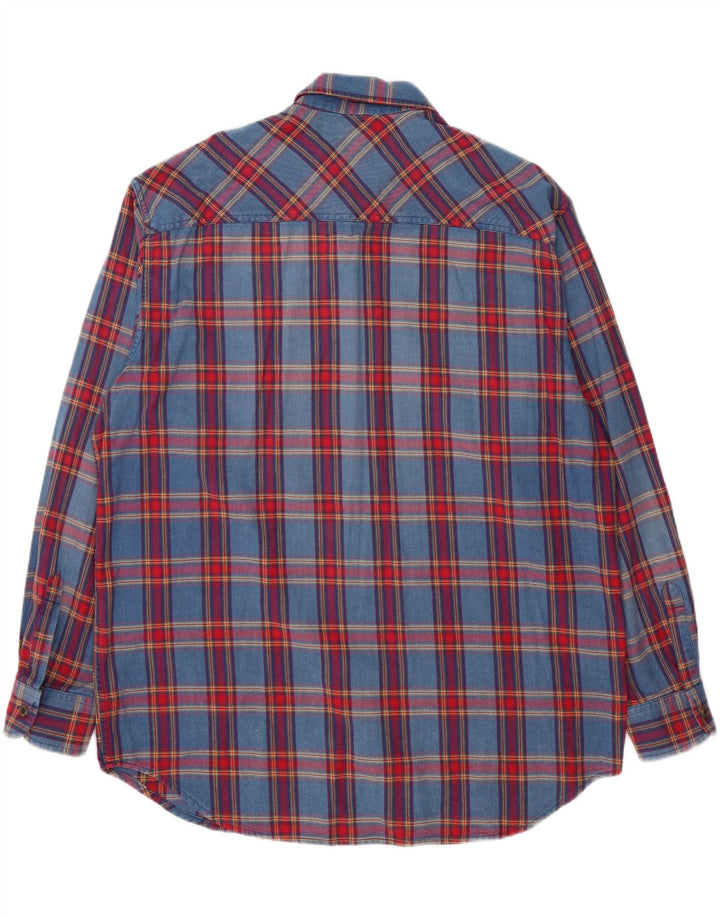 CARRERA Mens Flannel Shirt Size 43/44 XL Blue Check Cotton Vintage Carrera and Second-Hand Carrera from Messina Hembry 