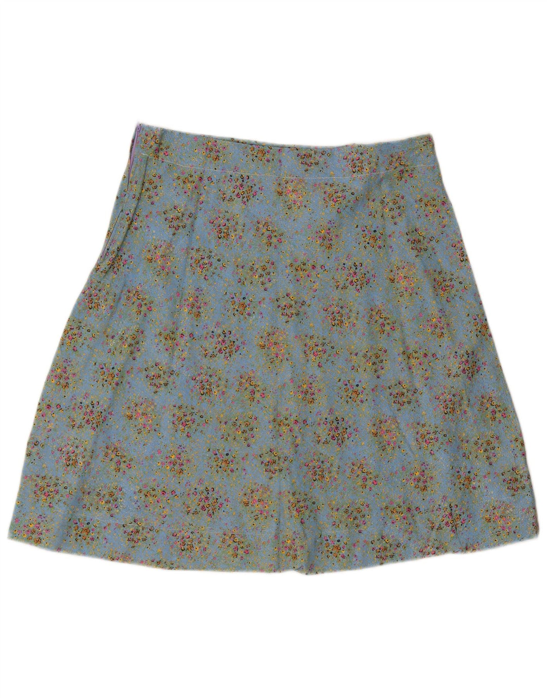 Vintage Damen A-Linie Rock W34 Großes Blaues Blumenmuster