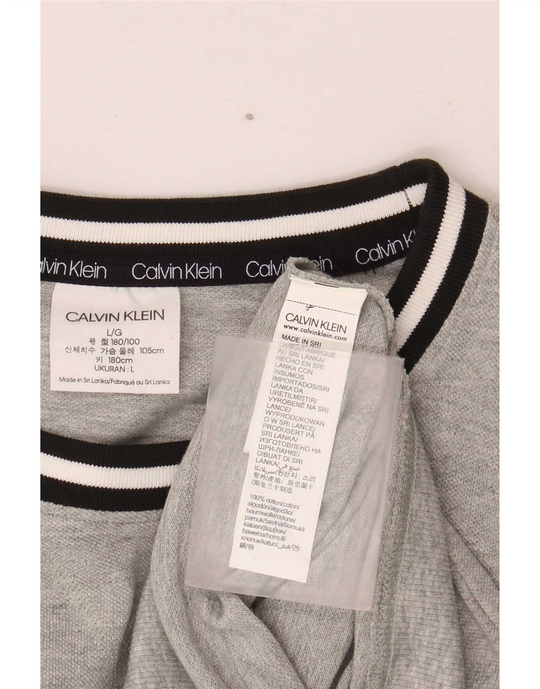 Calvin Klein Herren-Pullover mit grafischem Rundhalsausschnitt, groß, grau gestreift