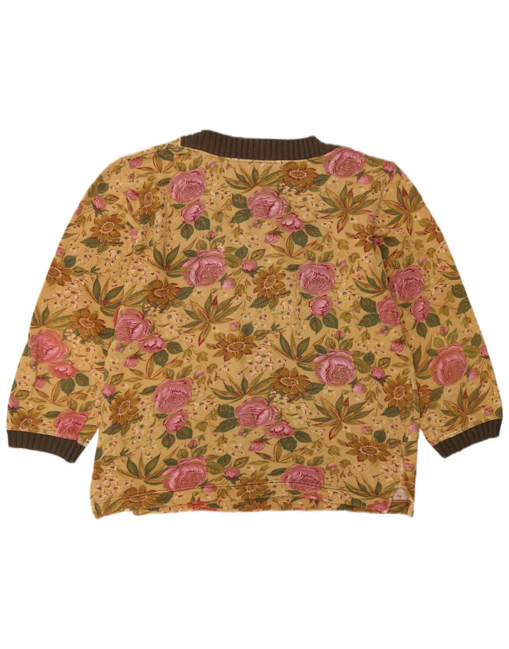 Vintage Damen Sweatshirt Pullover IT 44 Mittelgelbe geblümte Baumwolle