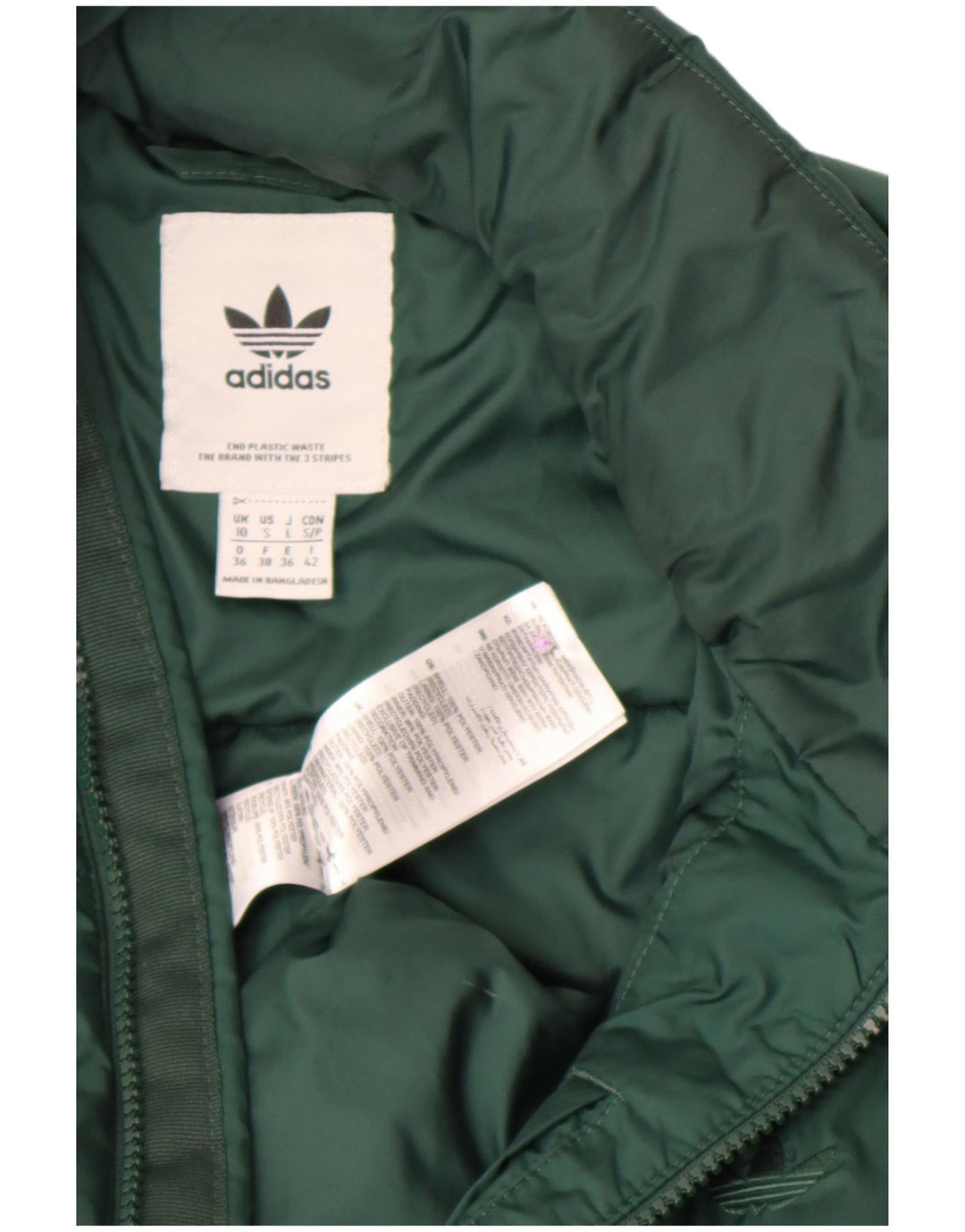 Adidas Damen Übergroße gepolsterte Jacke UK 10 Small Grün Polyester