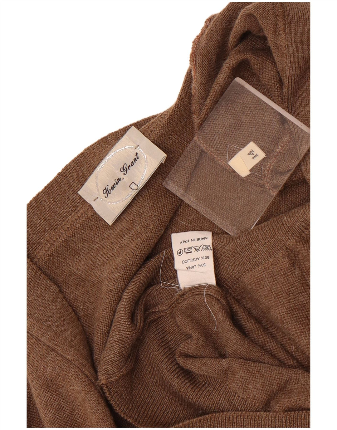 Vintage Damen Cardigan Pullover UK 14 Große braune Wolle