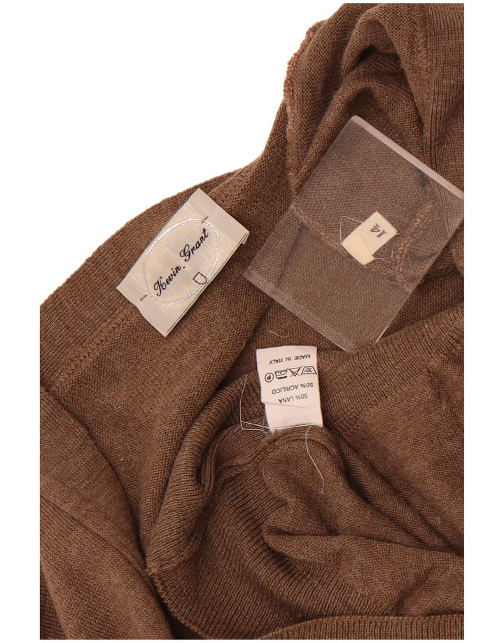 Vintage Damen Cardigan Pullover UK 14 Große braune Wolle