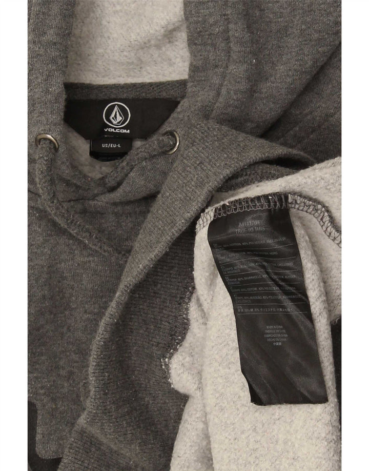 Volcom Herren-Kapuzenpullover mit Grafik, groß, graue Baumwolle