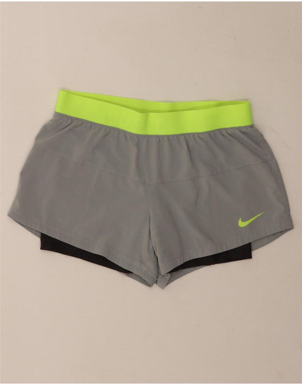 Nike Womens Dri Fit Sport Shorts Small Grey Colourblock Polyester Sports