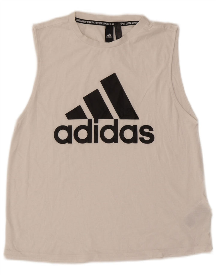 Adidas Damen Graphic Vest Top UK 8/10 Small Weiß Polyester