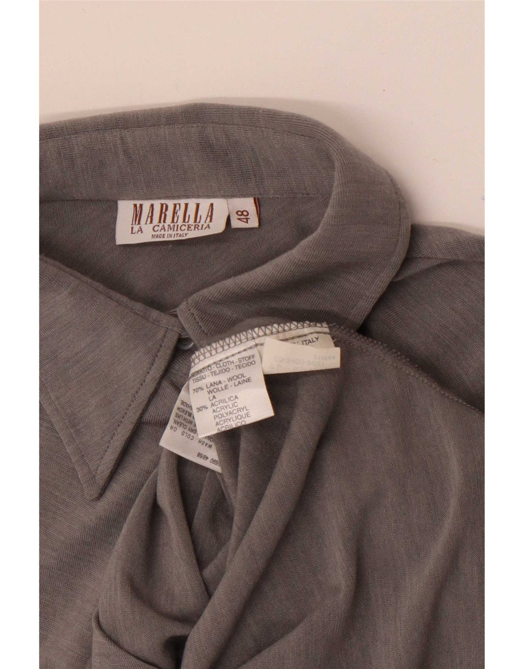 Marella Damen Hemdbluse IT 48 XL Graue Wolle