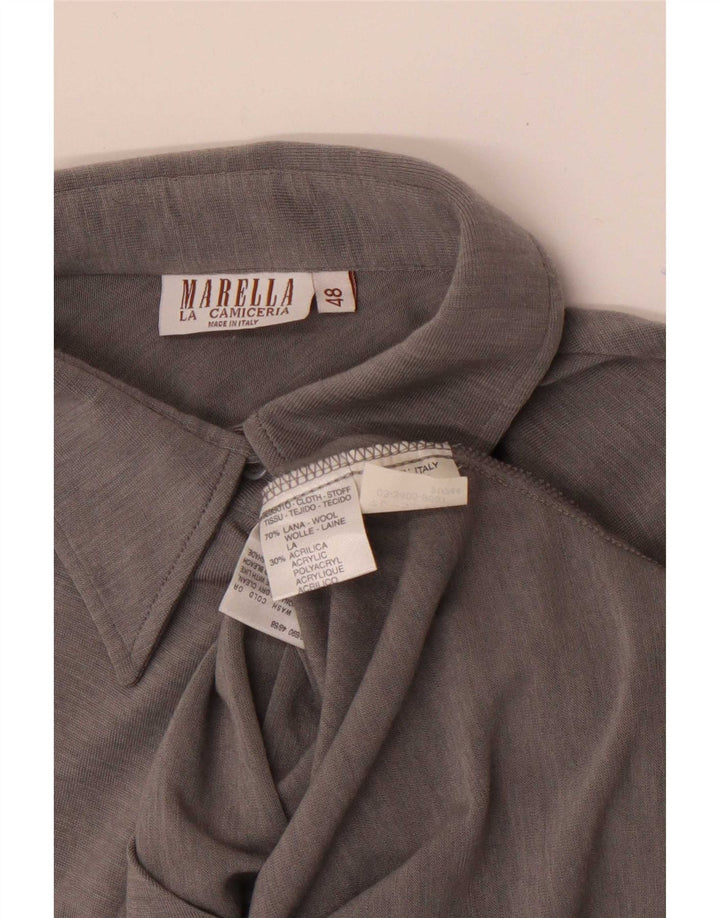 Marella Damen Hemdbluse IT 48 XL Graue Wolle