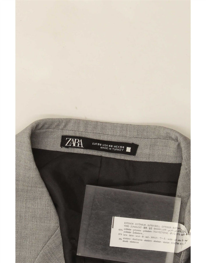 Zara Herren-Blazer mit 2 Knöpfen, EU 50, mittelgraues Polyester