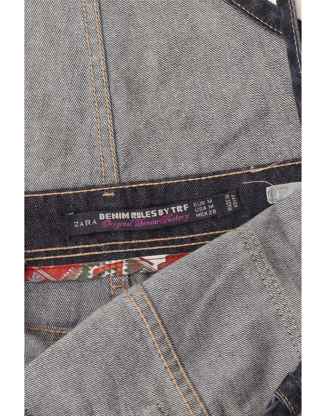 Zara Damen Distressed Dungarees Tapered Jeans Medium W28 L31 Marineblau