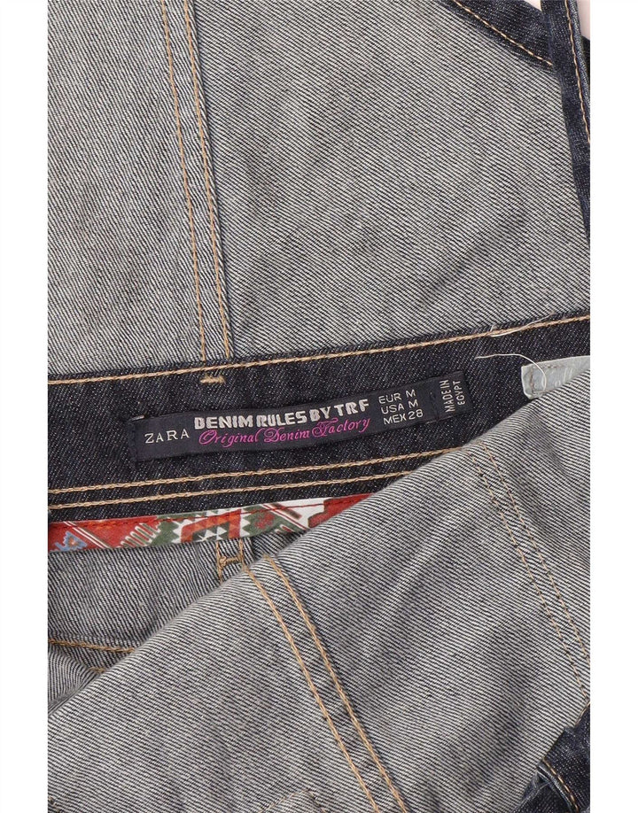 Zara Damen Distressed Dungarees Tapered Jeans Medium W28 L31 Marineblau