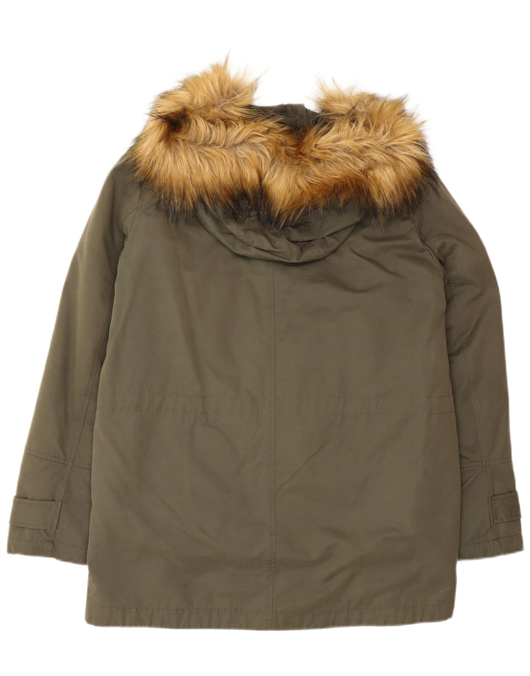 Übergroße Parka-Jacke mit Kapuze von Zara für Damen, UK 10, Größe S, Khaki, Polyester